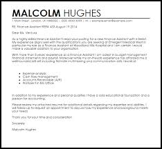 Start your new career right now! Finance Assistant Cover Letter Examples Financeviewer