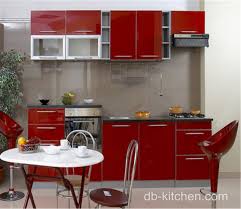 Cream gloss kitchen 15 soft close cabinets 4 comes, with frosted glass inserts. High Gloss Red Lacquer Kitchen Cabinet Design For Small Kitchen