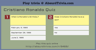 The more questions you get correct here, the more random knowledge you have is your brain big enough to g. Cristiano Ronaldo Quiz