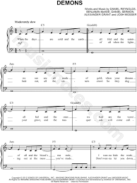 Share, download and print free sheet music for easy piano with the world's largest community of sheet music creators, composers, performers, music teachers, students, beginners, artists and other musicians with over 1,000,000 sheet digital music to play, practice, learn and enjoy. Imagine Dragons Demons Sheet Music Easy Piano In C Major Download Print Sheet Music Easy Piano Easy Piano Sheet Music