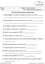 Circuits And Conductors Questions Science Worksheets 8th Grade Science Science