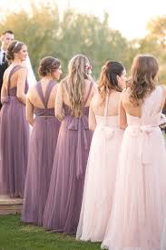 Mismatched Bridesmaid Dresses On Purple And Blush Pink See More Mix It Up 15 Mix And M Purple Bridesmaid Dresses Pink Bridesmaid Dresses Glamorous Wedding