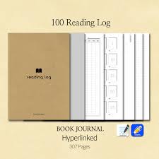 100reading Journal Diykraft 100 Book Tracker Digital Etsy Reading Journal Book Review Template Notebook Paper Template