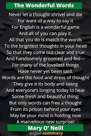 The Wonderful Words Poem By Mary O Neill In 2021 Wonderful Words Words Poems