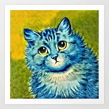 See more ideas about louis wain cats, cat art, vintage cat. Blue Cat Louis Wain Art Art Print By Digitaleffects Society6