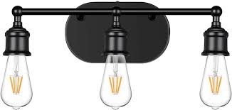 I think boring builder grade bathroom light fixtures really start to take on a whole new farmhouse. Buy 3 Light Vanity Light Fixture Industrial Wall Sconce Lighting Black Farmhouse Bathroom Vanity Wall Lights E26 Base Vintage Metal Indoor Wall Lamp For Mirror Cabinet Kitchen Bedroom Hallway Online In Vietnam B08r6q5d6d