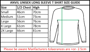 Anvil Shirts Size Chart Toffee Art