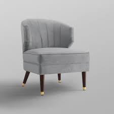 Depending on the undertone, a gray sofa can fit well with white, beige, black, sepia, and wood tones. Nicole Miller Harold Grey Velvet Accent Chair With Upholstered Armless Nac110 02gg Hd The Home Depot
