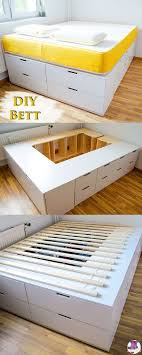 Diy Ikea Hack Stabiles Sehr Hohe Bett Mit Viel Stauraum Selber Bauen Mit Anleitung Ikea Diy Bett Selber Bauen Plattform Bett