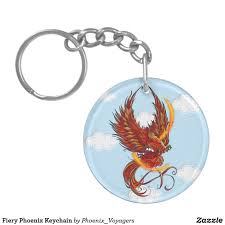 Fiery Phoenix Keychain Phoenix Bird Art Bird Art Keychain Display