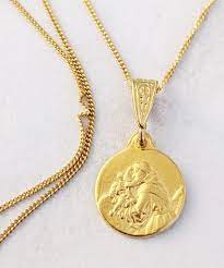 Necklace Tiny St Anthony Baby Jesus 13mm 18k Gold Etsy Saint Anthony 18k Gold Necklace