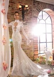 Elihav Sasson Mermaid Wedding Dress With Long Sleeves High Neck Vestidos De Noiva Hollow Back Lace Country Bridal Gowns Beautiful Mermaid Wedding Dress Big Merm Country Bridal Gown Mermaid Wedding Dress