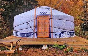 Beautiful Mongolian Tradition Found Along The Shores Of The Atlantic This Hand Painted Yurt Is Located Glamping Resorts Cape Breton Island Outdoor Vacation