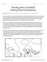 The Boy Who Cried Wolf Making Text Connections Worksheet Education Com