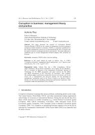 Pdf Corruption In Business Management Theory And Practice