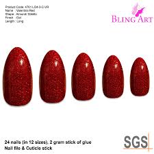 False Nails Bling Art Red Gel Almond Stiletto Long Fake Acrylic Tips With Glue At 6 99 Gbp Only From Bling Art Often, dryness can cause them to chip off and turn yellow leading to unwanted infections.