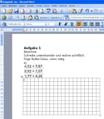 Linie 1 transkript b1.1 seite 4. Herstellen Von Rechenkastchen In Ms Word Augenbit