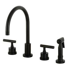 The 2 handles feature ergonomic blades that are really easy to adjust and has a high arched, rotating spout for easy accessibility. Kingston Brass Manhattan Widespread Double Handle Kitchen Faucet With Side Spray Reviews Wayfair