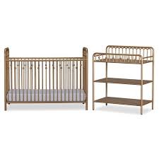 Little Seeds Monarch Hill Ivy Metal Crib And Changing Table In Gold Bed Bath Beyond Metal Crib Nursery Changing Table Baby Changing Tables