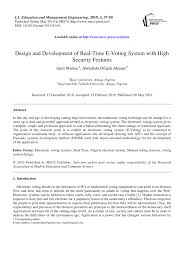Pdf Design And Development Of Real Time E Voting System With High Security Features