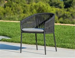 Anne Rope Dining Chair Outdoor wicker chair cushion with enviroguard.
