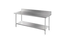 Shop stainless steel tables at nisbets uk, with free delivery available hygienic food prep tables tables with upstands kitchen prep.we also have a large range of catering sinks and commercial wash basins, helping you to keep your cookware, crockery, cutlery and glassware. Dick Smith Vogue Premium Stainless Steel Table With Splashback 1800mm Office Restaurant Food Service Commercial Kitchen Equipment Food Preparation Equipment Prep Tables Work Tables Business Restaurant Food Service