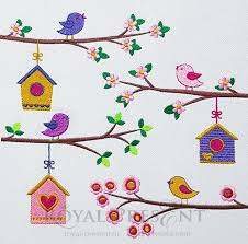 The highlight of this pdf pattern is a whimsical tree covered with hearts. Machine Embroidery Designs Birds And Birdhouses