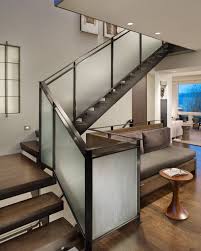 Frosted Glass And Metal Balustrade Glass Railing Stairs Glass Stairs Stairs Design