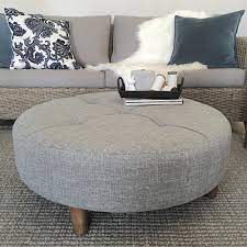 Nash leather tufted square ottoman with tray. Round Coffee Table Fabric