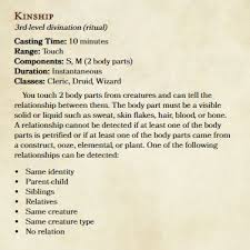 5e Divination Spell Kinship A Dna Test But With Magic Feedback Wanted Dndhomebrew