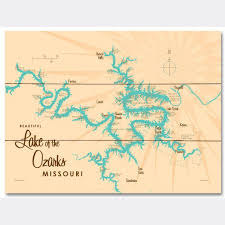 Lake Of The Ozarks Missouri With Mile Markers Wood Sign Map Art Map Canvas Art Ozarks Map Ozarks