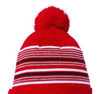 Embroidered Custom Striped Cuffed POM Beanie, Embroidery Cap ...