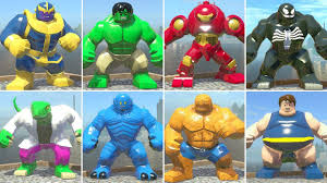Can you name the marvel characters with blur skin or a blue costume? Lego Marvel Super Heroes All Big Fig Characters Youtube