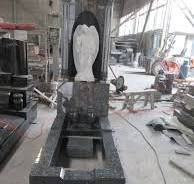 Bespoke Blue Pearl Granite Tombstone With Carved Angel ...