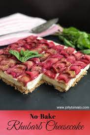 Rhubarb Cheesecake No Bake Recipe Jolly Tomato Recipe Baking Baking Recipes Rhubarb Recipes
