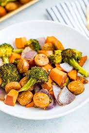 Healthy Sheet Pan Chicken Sausage And Roasted Veggies Eating Bird Food Recipe Pan Chicken Sheet Pan Recipes Chicken Sausage