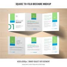 Free square brochure mockup made in super clean design. Free Psd Square Tri Fold Brochure Mockup
