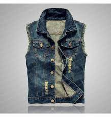 Men S Blue Motorcycle Denim Vest Casual Denim Top Denim Vest Men Sleeveless Denim Jackets