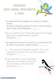 Una precisazione da fare è relativa alle difficoltà che si potrebbero incontrare nella risoluzione dei vari problemi. Peso Lordo Netto E Tara Worksheet