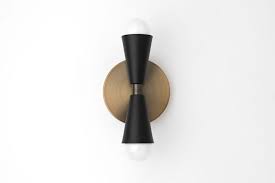 Black Gold Sconce Mid Century Wall Sconce Cone Wall Light Etsy Brass Wall Light Wall Lights Sconces