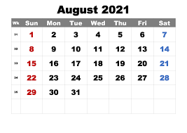 Year 2021 on two a4 pages, landscape orientation. Printable Free Blank August 2021 Calendar Template Pdf Calendar Dream