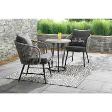 3.5 out of 5 stars with 2 reviews. Stylewell Paden 3 Piece Wicker Outdoor Patio Bistro Set With Grey Cushion A203005200 The Home Depot