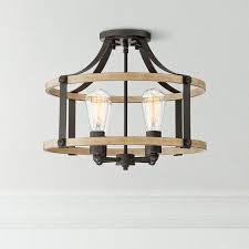 Franklin Iron Works Rustic Farmhouse Ceiling Light Semi Flush Mount Fixture Faux Wood Black 18 Wide 4 Light For Bedroom Kitchen Walmart Com Farmhouse Ceiling Light Ceiling Lights Metal Light Fixture