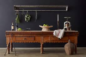 1stdibs Industrial Work Table Butcher Block French Iron Travertine Oak In 2020 French Oak Butcher Block Tables Butcher Block Wood