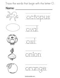 Reduced letter o coloring sheets useful pages 457 4032. Trace The Words That Begin With The Letter O Coloring Page Twisty Noodle