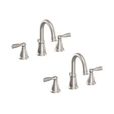 Check spelling or type a new query. Moen Banbury 8 In Widespread 2 Handle High Arc Bathroom Faucet In Spot Resist Brushed Nickel 2 Pack Combo 84924sn 8w 2pk Faucets The Banbury Widespread 2 Handle High Arc Bathroom