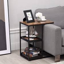 Large decorative serving tray for coffee table. Buy Dulcii Industrial C Shaped Side Table With Storage Shelves Snack Table For Coffee Laptop Tablet With 2 Trays Printer Stand With Paper Storage Shelves Sofa Side Table For Couch Living Room