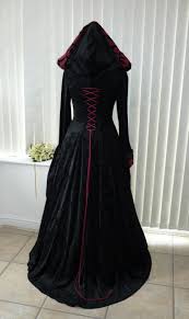 Goth Medieval Pagan Hooded Dress Black Wine Medieval Dresses And Gowns For Weddings Handfasting Ceremonies And Other Special Occasions Medieval Dress Dresses Medieval Dress Pattern