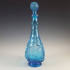 Blue genie bottles for sale. Empoli Italian Blue Glass Grapes Genie Bottle Decanter
