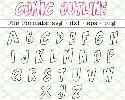 Comic Outline Monogram Svg Letters Handwritten Outline Etsy Lettering Alphabet Lettering Fonts Lettering